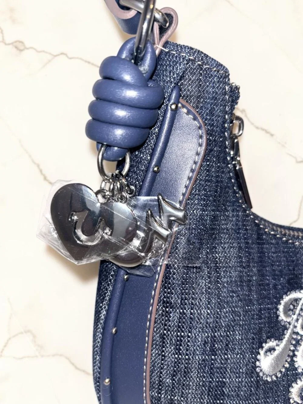 True Religion Denim Rhinestone Shoulder Bag Y2K NWT